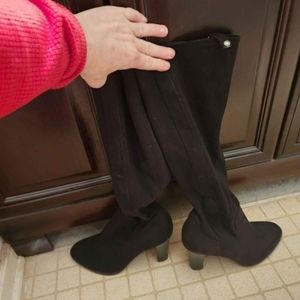 Issac Mizrahi Black Faux Suede Boots